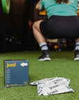 Organic bamboo incontinence pads by joni on gym floor, promoting comfort during workouts.