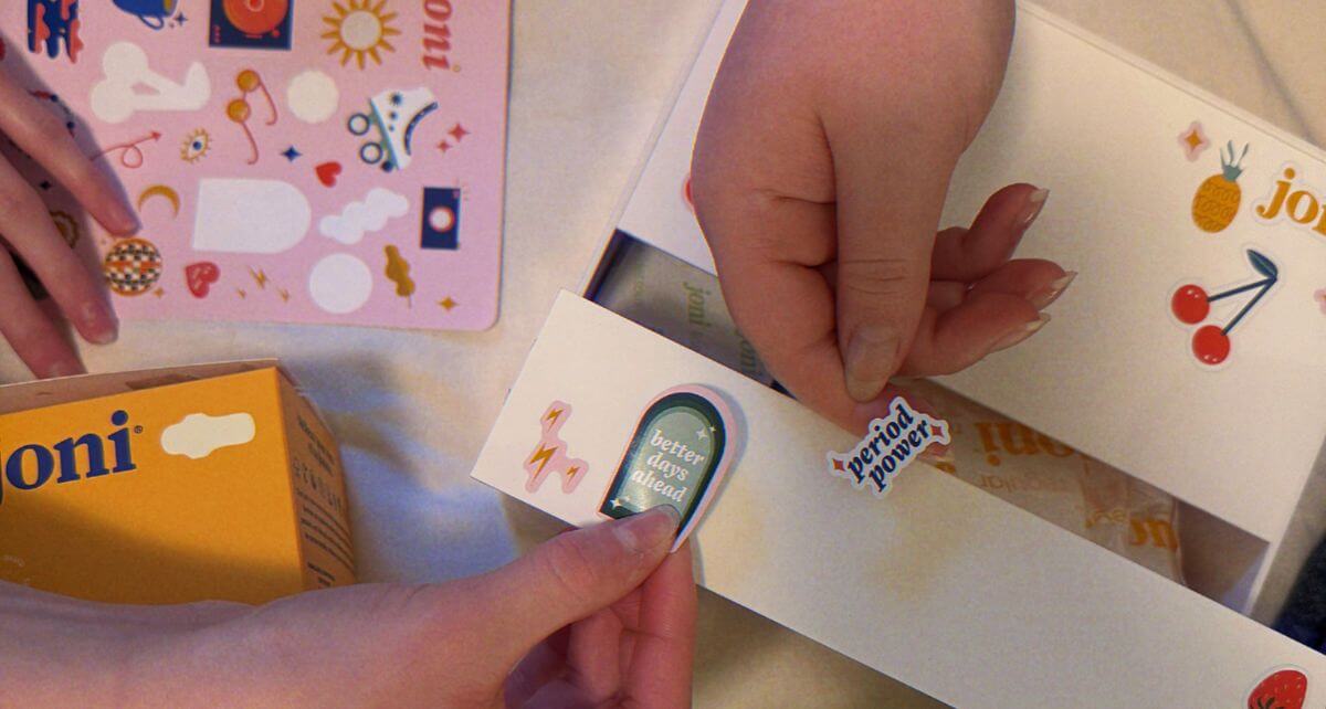 joni period product organizer with stickers
