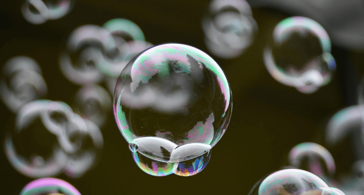 Bubbles in the air, representing purpose washing