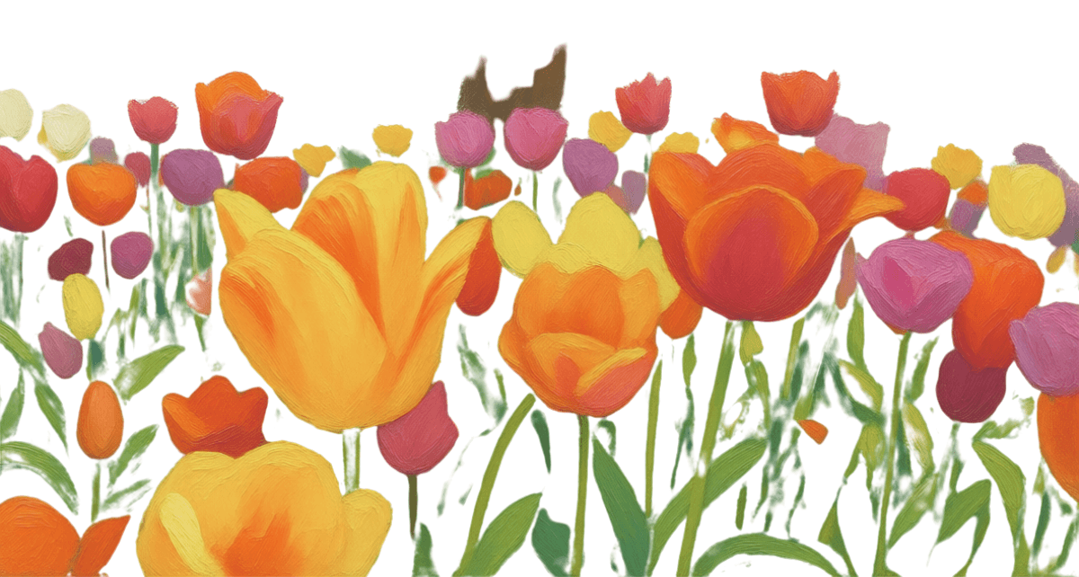 Vaginal discharge colours represented by a painting of colourful tulips