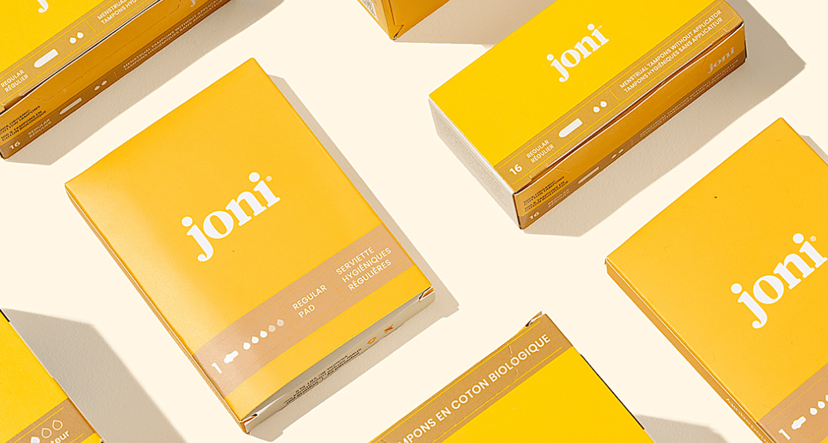 joni pads in yellow boxes