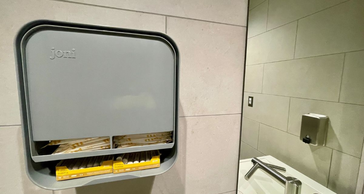 Freevend period care dispenser in public washroom