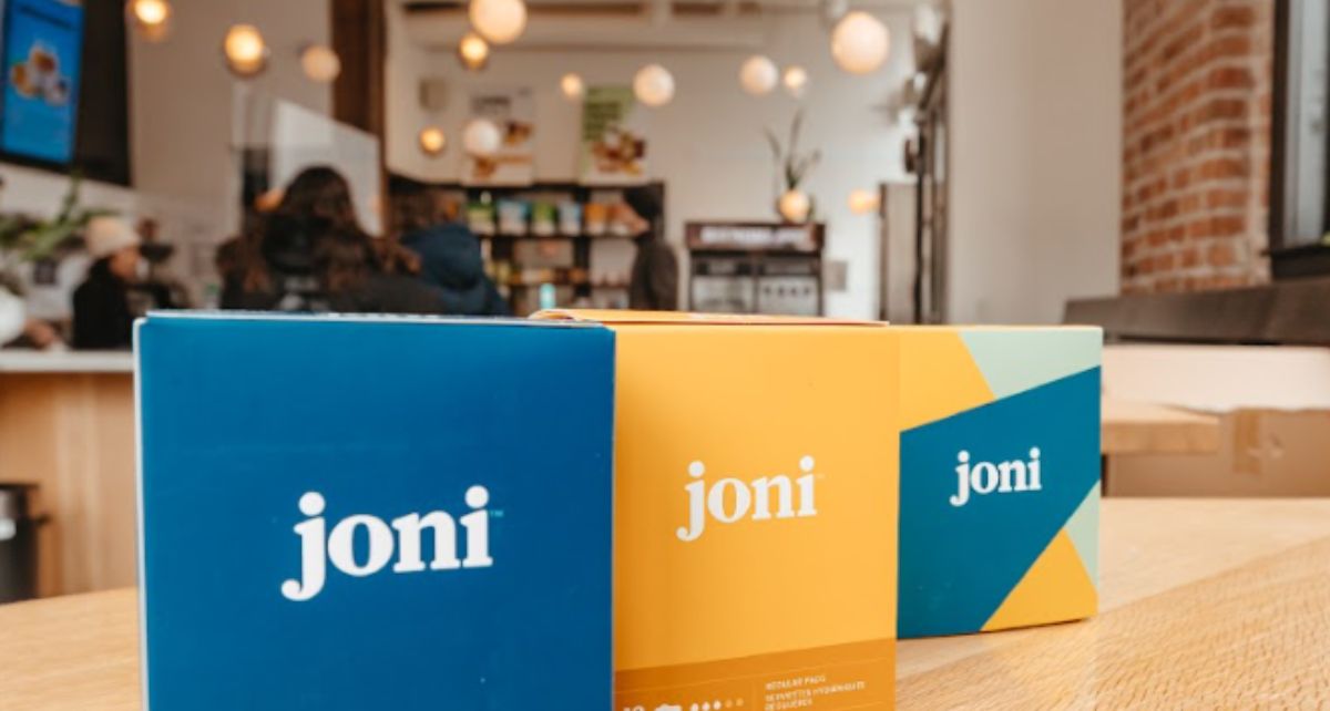joni period care products on a counter at VIATEC workplace