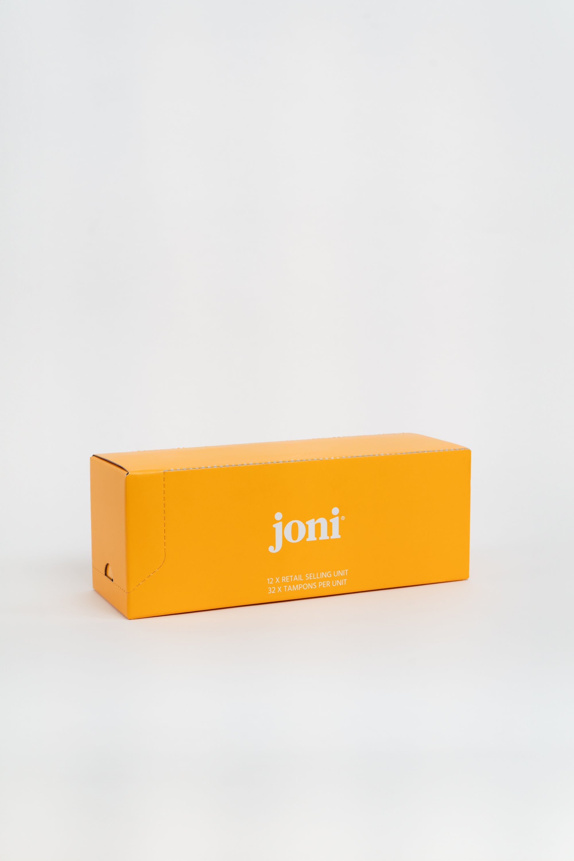 Yellow casepack of joni regular tampons for commercial washrooms